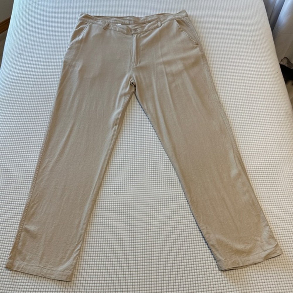 Men’s Cabo Style Linen Blend Cream Tan Pants Plus Size